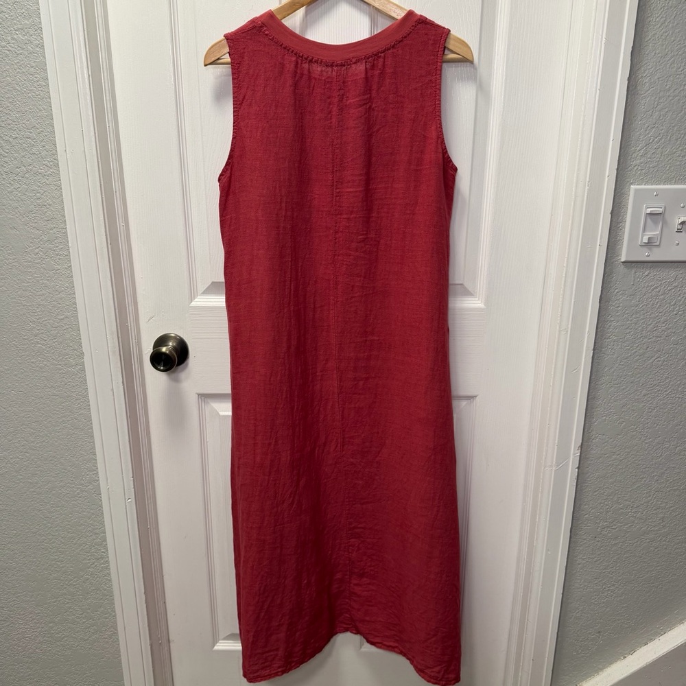 Laura Gotti Sleeveless Red Linen Maxi Dress Made in Italy Size Small, Summer - Picture 2 of 6